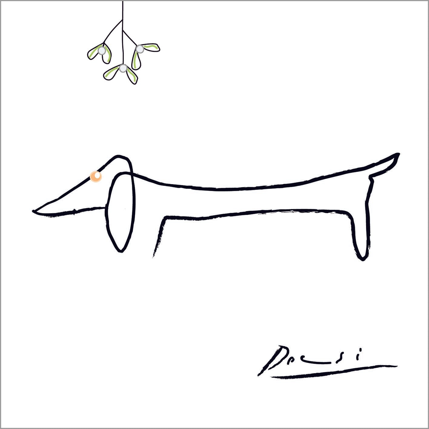 Picasso’s Dachshund Christmas Greetings Card